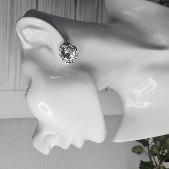 Statement Silver and Crystal Heart Choker Necklace Chain Tassel Earrings Set - Picture 8 of 11